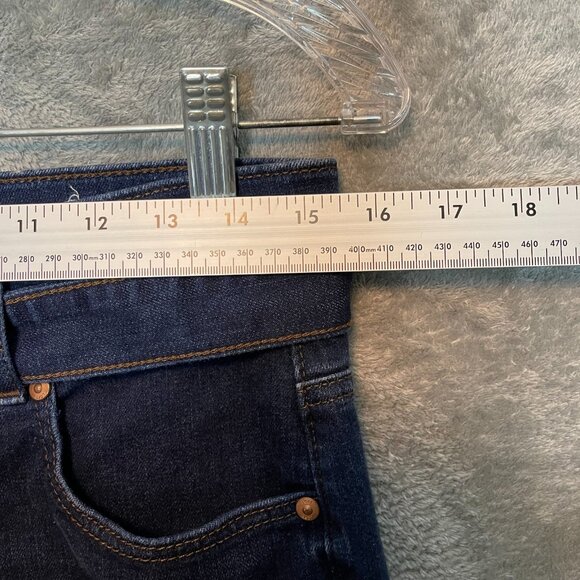 LOFT Women Dark Wash High Rise Skinny Modern Tapered Belted Denim Jean 6 - Picture 8 of 11